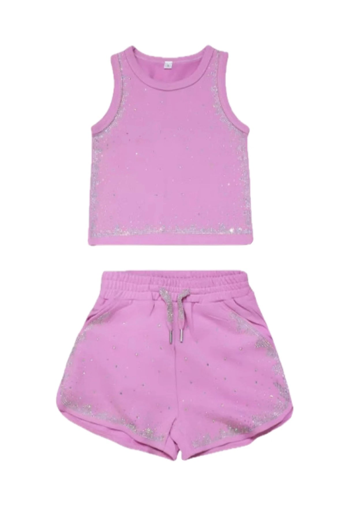 Pink Rhinestone 2 piece Tank/Short Set